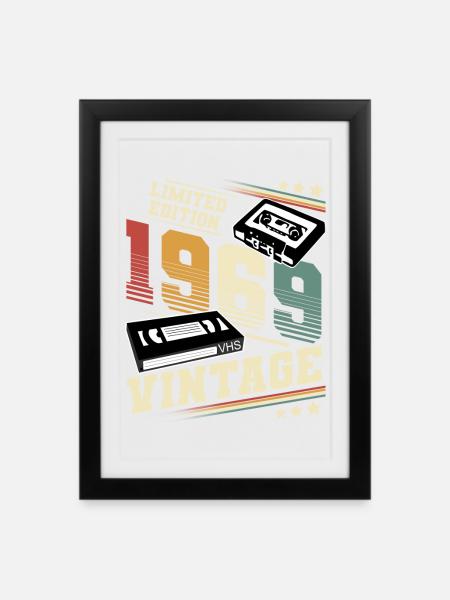 1969 Geburtsjahr Baujahr Geburtstag Vintage - Gerahmtes Poster (27 × 37 cm) - Schwarz