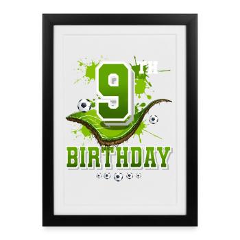 9th birthday Football 9 years - Framed poster (27 × 37 cm) - black - Front