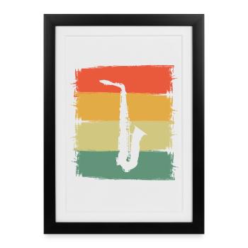 Saxophon - Gerahmtes Poster (27 × 37 cm) - Schwarz - Vorne