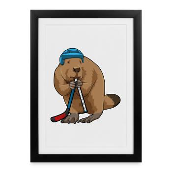 Bâton de hockey sur glace Beaver - Affiche encadrée (27 × 37 cm) - noir - Devant
