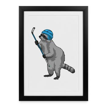Bâton de hockey sur glace Raccoon - Affiche encadrée (27 × 37 cm) - noir - Devant