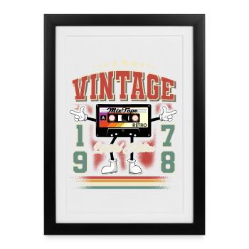 1978 Geburtsjahr Vintage Retro Kassette Geburtstag - Gerahmtes Poster (27 × 37 cm) - Schwarz - Vorne