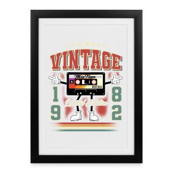 1982 Geburtsjahr Vintage Kassette - Gerahmtes Poster (27 × 37 cm) - Schwarz - Vorne