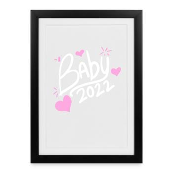 Bébé 2022 - Nouveau-né 2022 Fille Fille - Affiche encadrée (27 × 37 cm) - noir - Devant