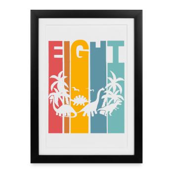 8. Ans Anniversaire des enfants Dino Dinosaur - Affiche encadrée (27 × 37 cm) - noir - Devant