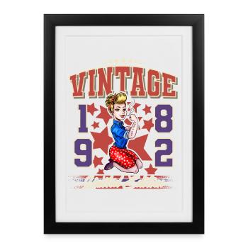 1982 Année de naissance 40e anniversaire Millésime - Affiche encadrée (27 × 37 cm) - noir - Devant