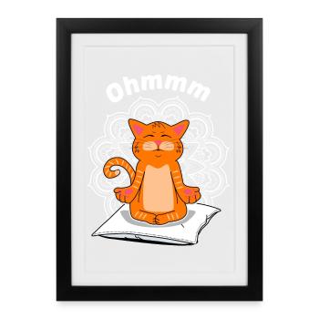 Yoga Cat Meditation Red Cat Hangover Gift - Framed poster (27 × 37 cm) - black - Front