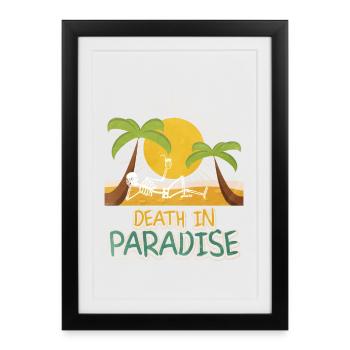 Death in Paradise – Ambiances Squeleton Holiday - Affiche encadrée (27 × 37 cm) - noir - Devant