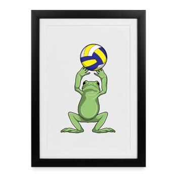 Frog Volleyball Player Volleyball - Framed poster (27 × 37 cm) - black - Front