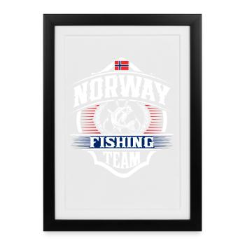 Norway Fishing Fishing Angler Team - Framed poster (27 × 37 cm) - black - Front
