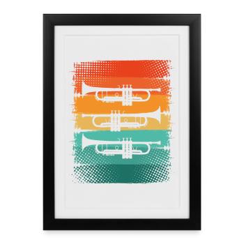 Trompette - Affiche encadrée (27 × 37 cm) - noir - Devant