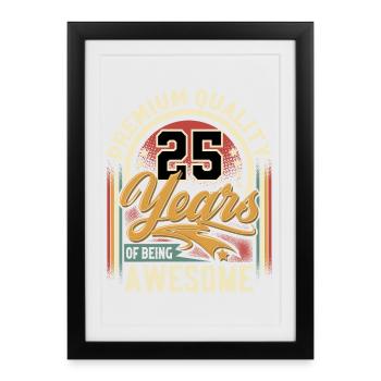 25ème anniversaire 25 ans vintage rétro - Affiche encadrée (27 × 37 cm) - noir - Devant