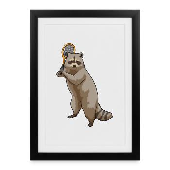 Raccoon Tennis Rackets - Framed poster (27 × 37 cm) - black - Front