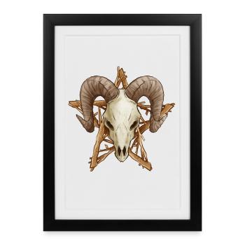 Sheep's head Pentagram Drudenfuß - Framed poster (27 × 37 cm) - black - Front