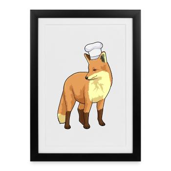 Fuchs Koch Kochmütze Kochen - Gerahmtes Poster (27 × 37 cm) - Schwarz - Vorne