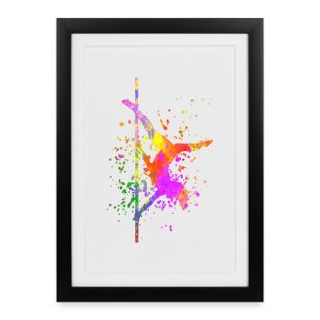 Pole Dance Fitness Couleur Splash Pole Dance - Affiche encadrée (27 × 37 cm) - noir - Devant