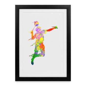 Badminton Fan Squash Trainer Club Femmes - Affiche encadrée (27 × 37 cm) - noir - Devant