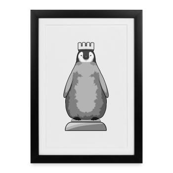 Penguin Chess Piece King Chess - Framed poster (27 × 37 cm) - black - Front
