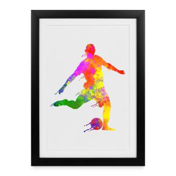 Paint Splashes Soccer Lover Graphic Soccer Player - Framed poster (27 × 37 cm) - black - Front