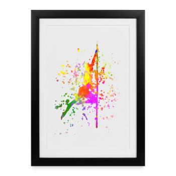 Pole Dance Fitness Couleur Splash Pole Dance - Affiche encadrée (27 × 37 cm) - noir - Devant
