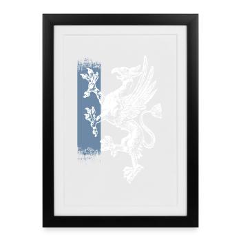 Rostock - griffon debout bleu blanc - Affiche encadrée (27 × 37 cm) - noir - Devant