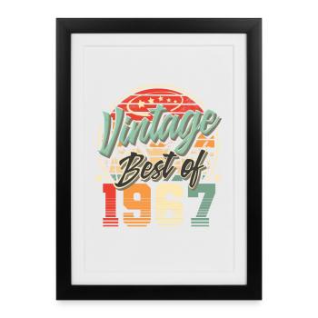 1967 Année de naissance Vintage anniversaire - Affiche encadrée (27 × 37 cm) - noir - Devant