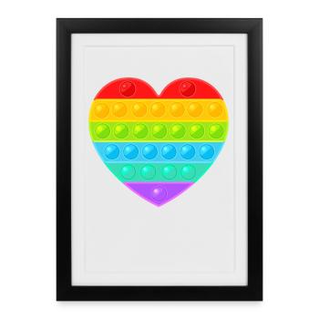 Pop It Popit Heart Arc-en-ciel coloré - Affiche encadrée (27 × 37 cm) - noir - Devant