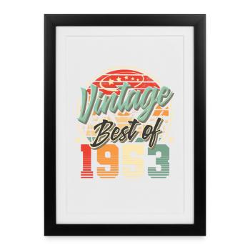 1953 Année de naissance Vintage anniversaire - Affiche encadrée (27 × 37 cm) - noir - Devant