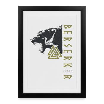 Paganisme nordique Viking Berserkir Ours Wotan Nœud - Affiche encadrée (27 × 37 cm) - noir - Devant