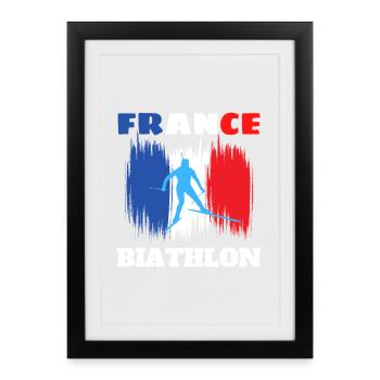 Design Biathlon France Tricolore fan sport - Affiche encadrée (27 × 37 cm) - noir - Devant