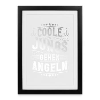 Coole Jungs Gehen Angeln - Gerahmtes Poster (27 × 37 cm) - Schwarz - Vorne