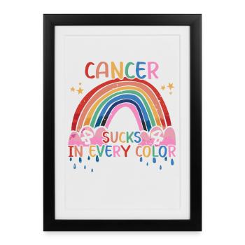 Le cancer aspire dans toutes les couleurs de l’arc-en-ciel coloré - Affiche encadrée (27 × 37 cm) - noir - Devant