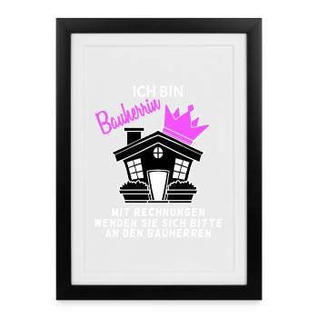 Bauherrin Hausbau - Gerahmtes Poster (27 × 37 cm) - Schwarz - Vorne