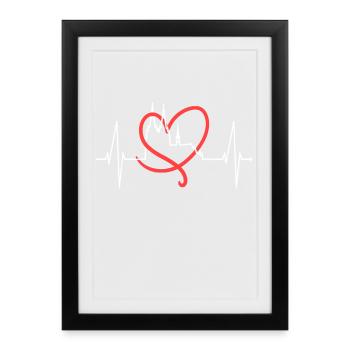 Köln Skyline Herzschlag Herz Kölsch Liebe Kölner - Gerahmtes Poster (27 × 37 cm) - Schwarz - Vorne