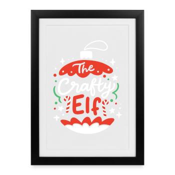 Verrückter Elf Elf Weihnachten - Gerahmtes Poster (27 × 37 cm) - Schwarz - Vorne