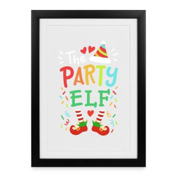 Party-Elf Elf Weihnachten - Gerahmtes Poster (27 × 37 cm) - Schwarz - Vorne