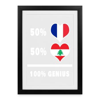 La France et le Liban génie - Affiche encadrée (27 × 37 cm) - noir - Devant