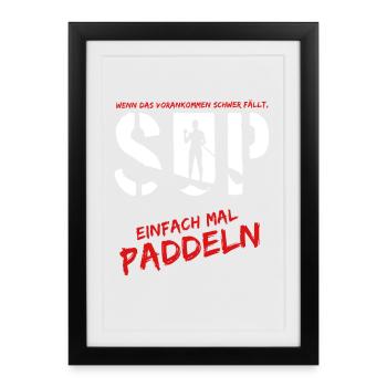 paddeln und surfen - Gerahmtes Poster (27 × 37 cm) - Schwarz - Vorne