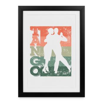 Tango Argentino Rétro Vintage Tango Vals Danse - Affiche encadrée (27 × 37 cm) - noir - Devant