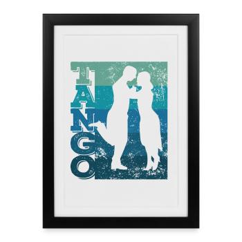 Tango Argentino Rétro Vintage Tango Vals Tango - Affiche encadrée (27 × 37 cm) - noir - Devant