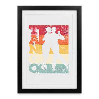 Tango Argentino Rétro Vintage Tango Vals Danse - Affiche encadrée (27 × 37 cm) - noir - Devant