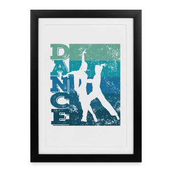 Danse latine en couple Vintage latino-américain - Affiche encadrée (27 × 37 cm) - noir - Devant