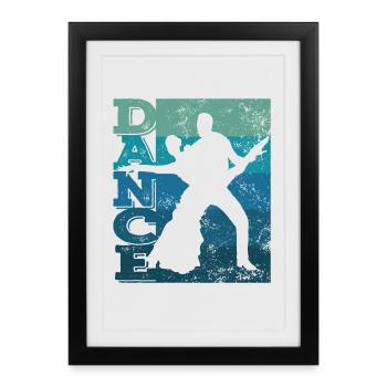 Tournoi de danse de couple Danse Vintage latino-américaine - Affiche encadrée (27 × 37 cm) - noir - Devant