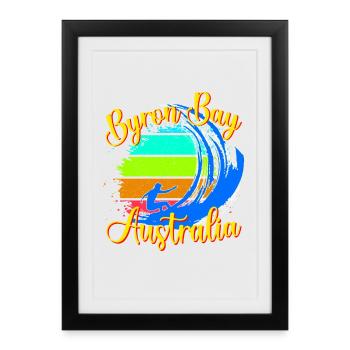 Byron Bay Australia Surfing - Framed poster (27 × 37 cm) - black - Front