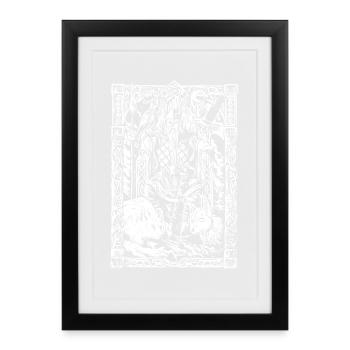 Table viking avec loups et corbeaux - Affiche encadrée (27 × 37 cm) - noir - Devant