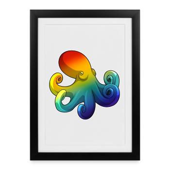Pieuvre arc-en-ciel - Affiche encadrée (27 × 37 cm) - noir - Devant