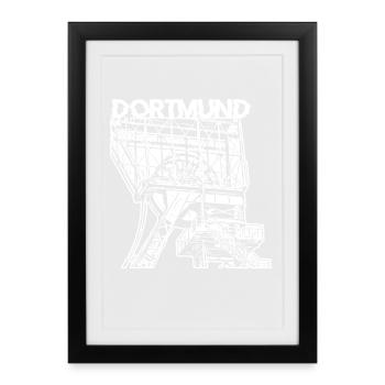 Dortmunder Zeche Dortmund Ruhrpott - Affiche encadrée (27 × 37 cm) - noir - Devant