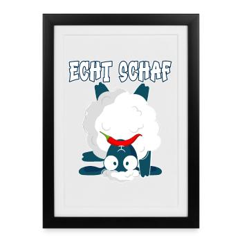 Echt Schaf Peperoni lustig Schäfer Bauernhof - Gerahmtes Poster (27 × 37 cm) - Schwarz - Vorne