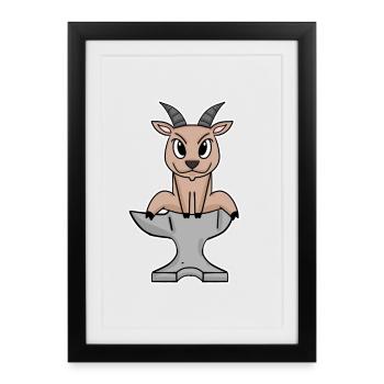 Bock auf Metal - Ziege Ziegenbock - Affiche encadrée (27 × 37 cm) - noir - Devant