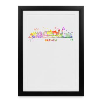 Bremen Skyline Colorful Bremer Northern Germany - Framed poster (27 × 37 cm) - black - Front
